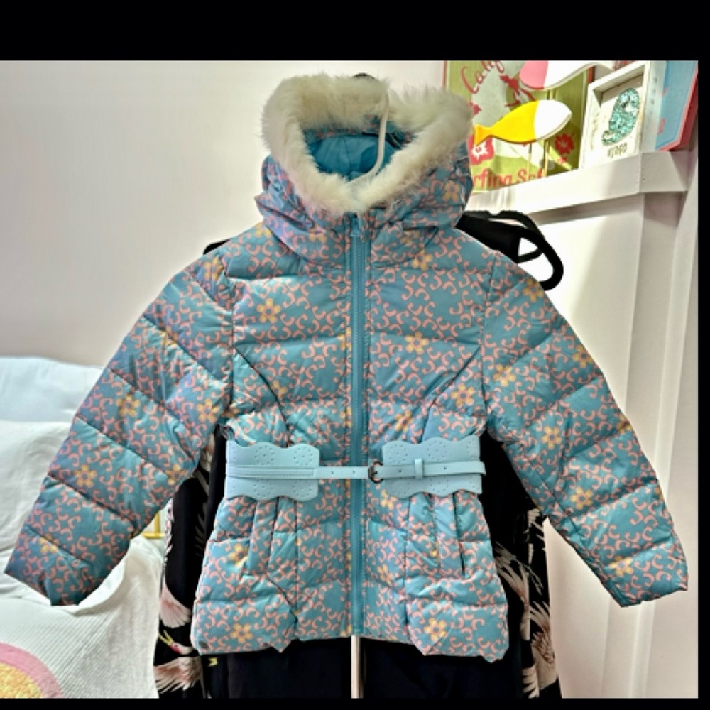 Kids Blue Patterned Puffer Jacket NWT
